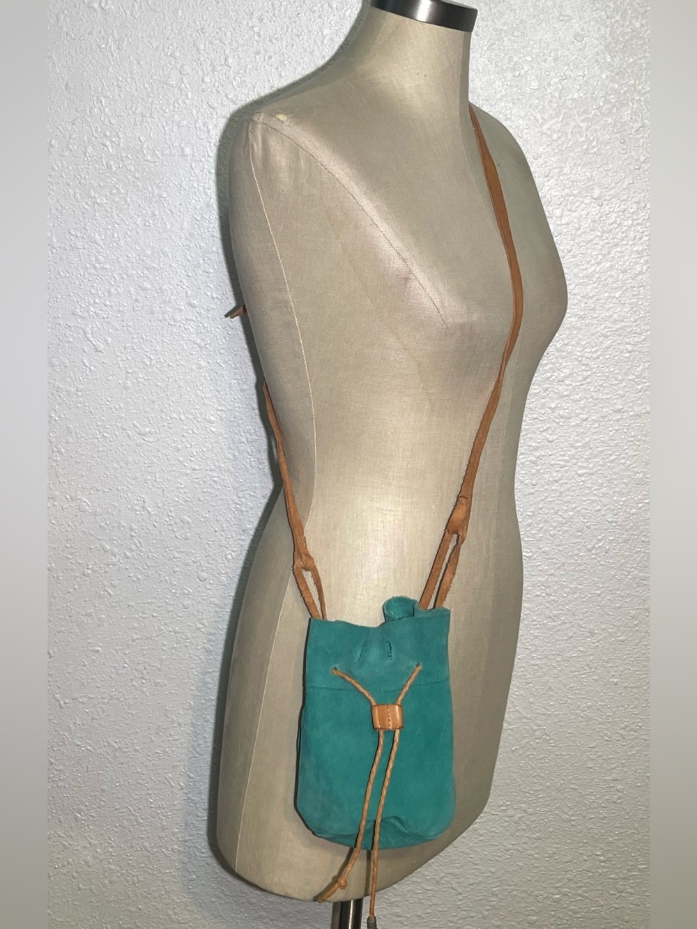 Free people teal Suede Drawstring Bucket Bag - Picture 2 of 6